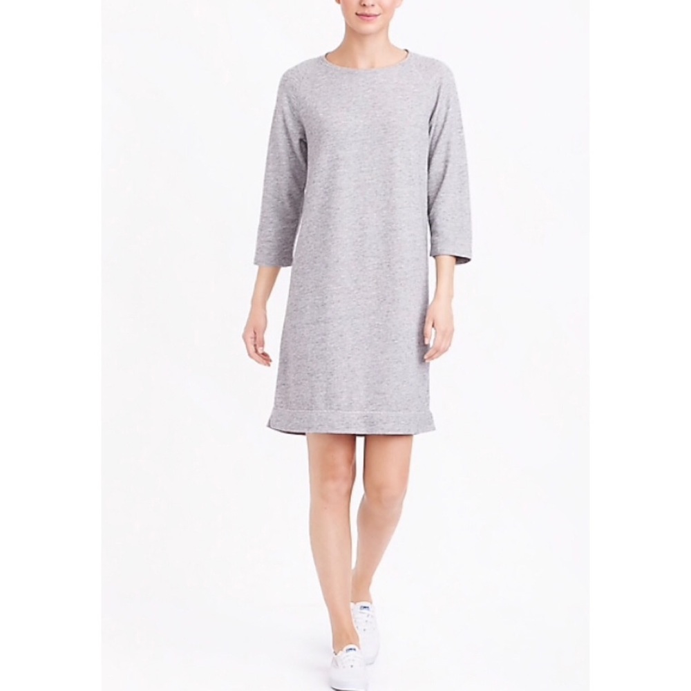 J. CREW | Gray 3/4 Sleeve Sweatshirt Dress Sz M